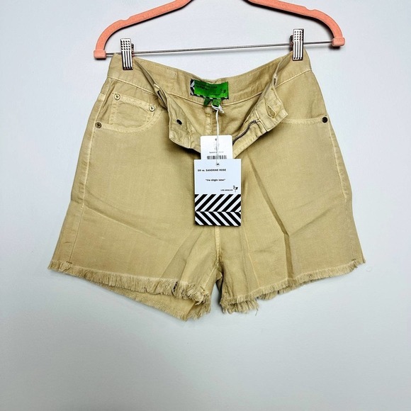 Free People X Sandrine Rose NWT Harem Mid Rise Raw Hem Shorts Sunflower Size 24 - Picture 8 of 11